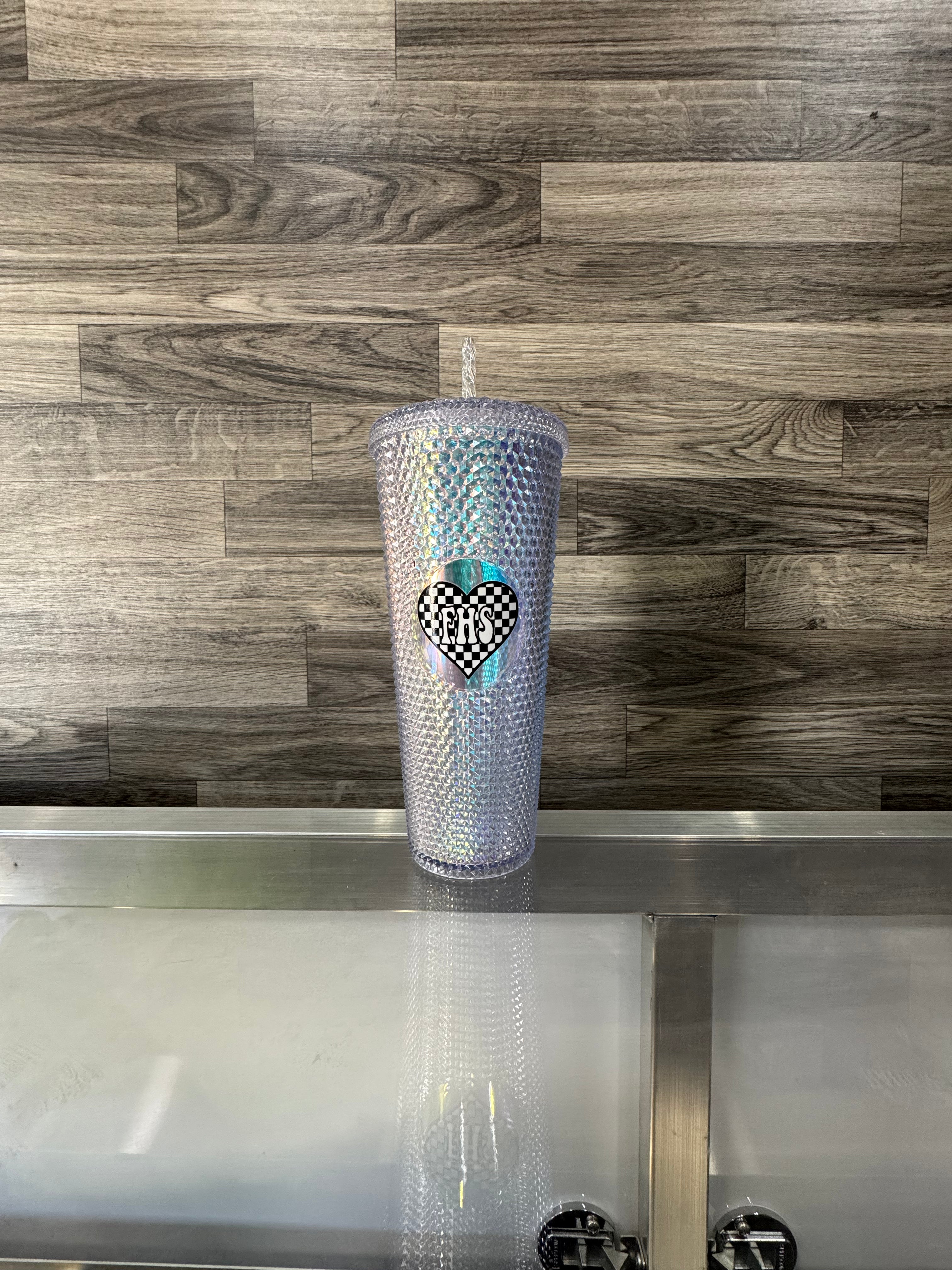 24 oz Silver Heart Tumbler